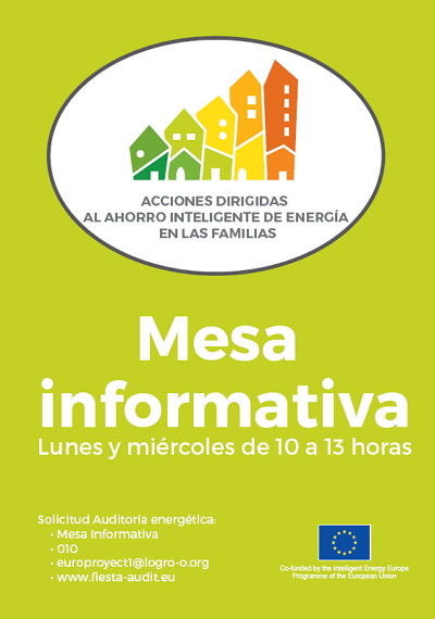 Cartel Mesa Informativa Acciones dirigidas al ahorro inteligente de energía en las familias