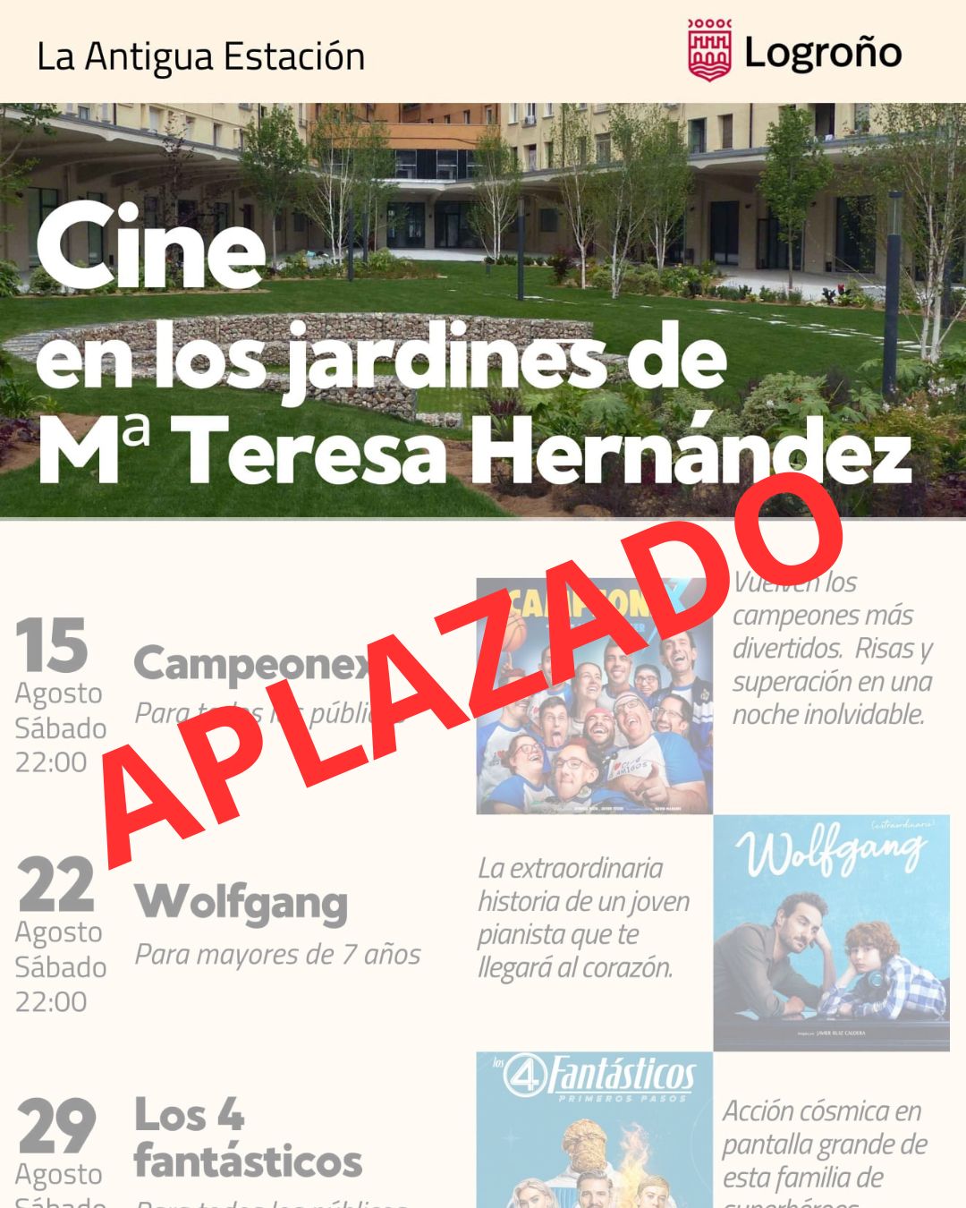 Imagen Aplazada la sesión de cine de verano en La Antigua Estación por la lluvia