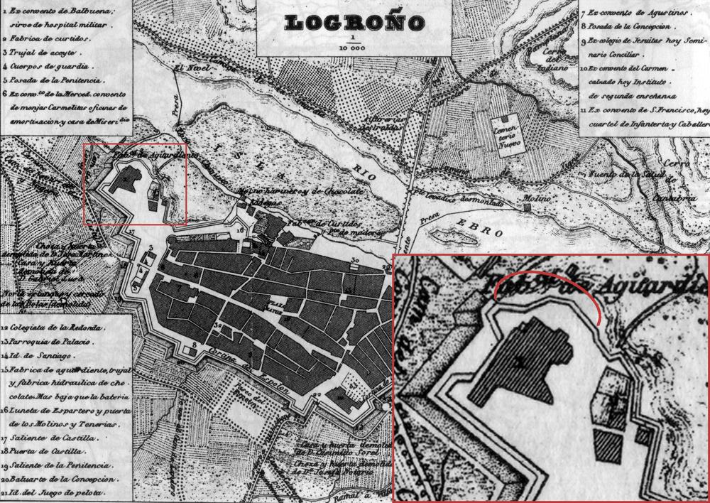 Plano de Logroño a mediados del siglo XIX. Francisco Coello