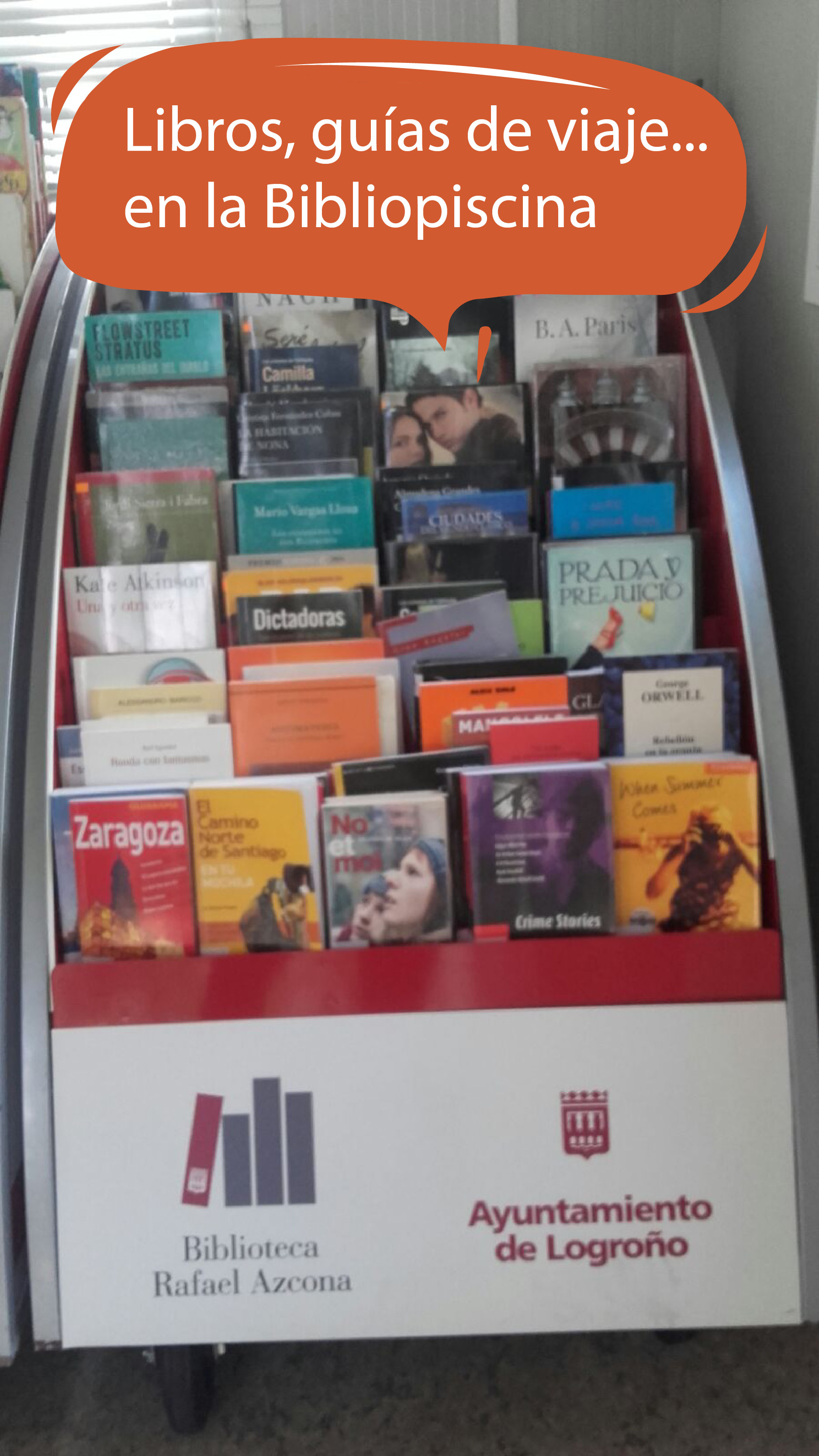 Libros, guías de viaje en la bibliopiscina