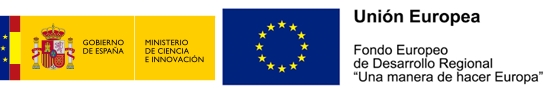 Logo Ministerio de Ciencia e Innovación más Unión Europea: Fondo Europeo de Desarrollo Regional
